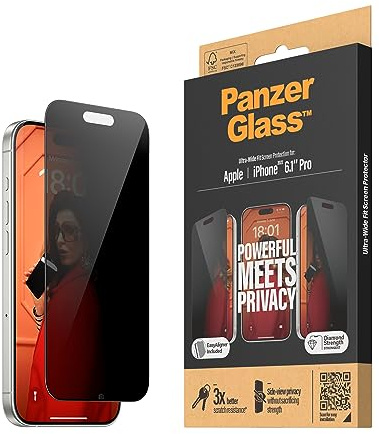 Panzer Glass Privacy Displayschutz iPhone 15 Pro | Ultra-Wide Fit m. EasyAligner