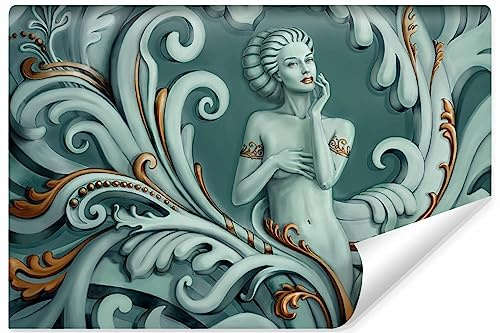 Muralo Fototapete Vlies 3D, Medusa, schöne Frau, Göttin - 416x254 cm | Beeindruckendes 3D-Design, hochauflösender Druck - ideal für Wohnzimmer und Schlafzimmer, Ein außergewöhnliches Raumerlebnis