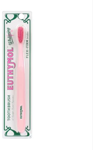 Euthymol Whitening Toothbrush (Pink), Compact Small Full Head, High-Strength Micro Soft bristles, Deep Cleaning, Sensitive Gums Teeth, Daily Oral Enamel Dental Care
