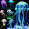 Pawfly 6 Stück Bunte Quallen Ornament mit Leuchteffekt – Nachgeahmte Aquarium-Dekoration Zusatz – Lebensechte realistische Silikon schwimmende Dekoration für Aquariumlandschaft