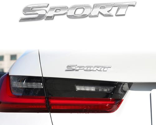 Adesivo sportivo 3D, in metallo, personalizzabile, emblema sportivo, per parafango laterale posteriore del bagagliaio dell'auto, accessori decorativi (argento)