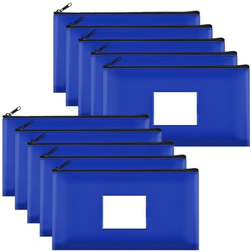 Desikixudy 10Er-Pack Geldtaschen für Bankeinlagen mit ReißVerschluss, Ledertaschen, GeldböRsentaschen mit Etikett, Make-Up-, für Bargeld, MüNzen Usw.