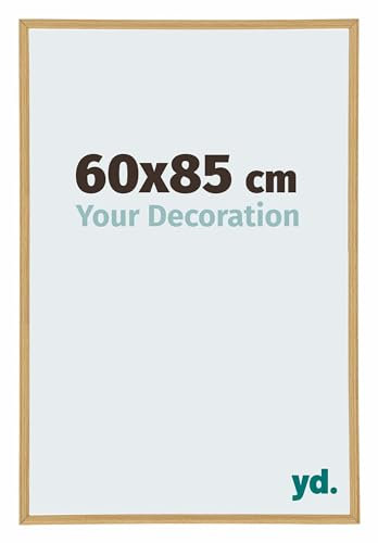 yd. Your Decoration - Bilderrahmen 60x85 cm - Buche Hell - Bilderrahmen aus Kunststoff mit Acrylglas - Antireflex - Rahmen 60x85 cm - Annecy