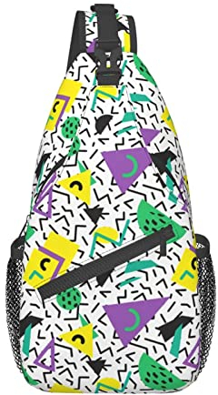 80er 90er Jahre 1 Unisex Sling Rucksack Crossbody Schultertaschen für Männer Frauen Memphis Stil Casual Daypacks Brusttasche, siehe abbildung, Einheitsgröße