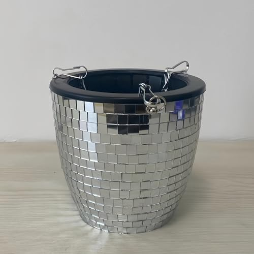 Qiumyanlod Maceta colgante de discoteca con espejo, maceta colgante de discoteca plateada, maceta de plástico para plantas, jarrón colgante para decoración de discoteca para plantas de interior y