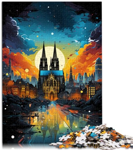 1000-teiliges Puzzle, Die farbenfrohe Psychedelia des Kölner Doms, Geeignet für Erwachsene und Kinder ab 12 Jahren, Holzpuzzle, Lernpuzzle, Größe: 50 x 75 cm