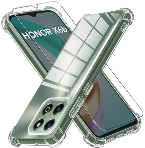 LYJERRY Funda Compatible con Honor X6B Funda con Cristal Templado Protectora Capa Fundas Carcasa Silicona Funda de Móvil Cristal antirotura