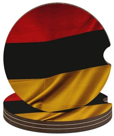 Auto-Untersetzer für Getränkehalter, Deutschland-Flagge, rutschfest, dekorativer Untersetzer, Getränkeuntersetzer mit Fingerkerbe, niedliches Auto-Innenzubehör, 4 Stück