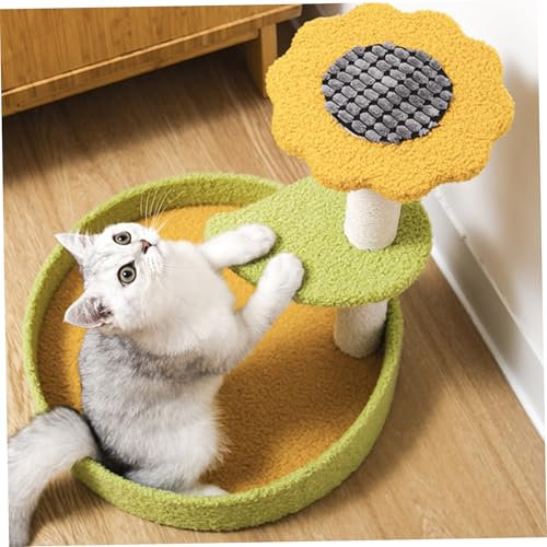 Árbol de gato de flores, torre de árbol de gato de 40x44cm con poste de rayas y pelota de juguete peludo, cama de gato resistente a los arañazos, árbol de gato floral para gatos medianos pequeños