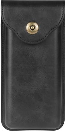 Galaxy Z Fold 6 5 4 3 2 1 Belt Clip Bag Leather Black, Smartphone Belt Pouch Leather Holster Wallet Carrying Case Fanny Pack Waist Holder Compatible with Huawei Mate X3/Mate X2/SM-F9260/F9160/F9000