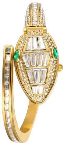 Avaner Uhren Damen Schlangenkopf Armbanduhr: Damenuhr Offene Vollkristall Uhr Moderne Damenarmbanduhr Analoge Quarzuhr für Frauen Mädchen