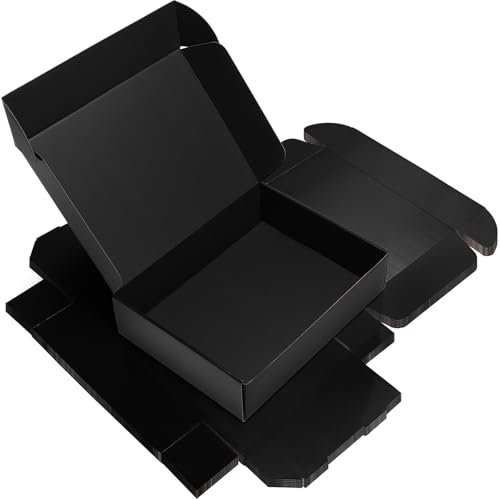 RLAVBL 6 Stück Doppelseitig Schwarze Versandkartons, Maße: 30,5 x 22,9 x 7,7 cm, einfach zu montieren, Ideal für Kleine Unternehmen