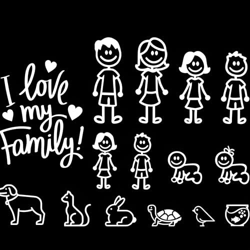 Adesivo per auto con famiglia amorevole, adesivo personalizzato, 18 cm, divertente per animali domestici della famiglia, con scritta I Love My Family Sign Sticker Paraurti, lunotto posteriore,