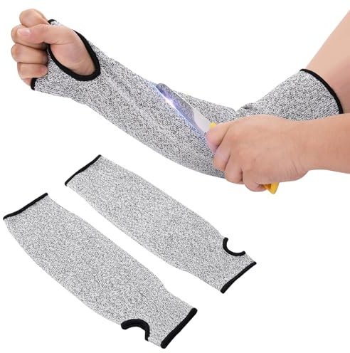 DIVINA VITAE 1 par de guantes resistentes a los cortes mangas con orificio para el pulgar clase para proteger los brazos 45 cm manga de protección de brazo nivel 5 protección de seguridad para piel