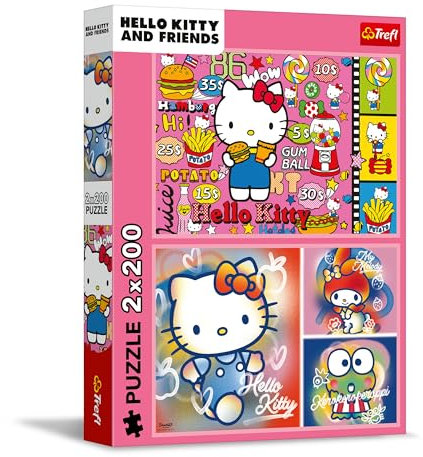 Trefl – 2in1 Puzzle: Hallo Kitty und Freunde - 2 x 200 Teile - 2er-Puzzle-Set für Jugendliche
