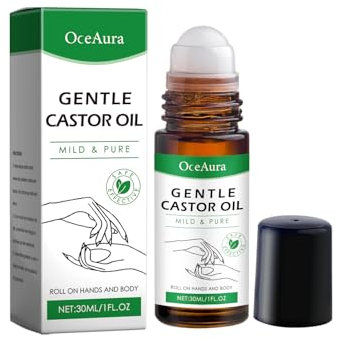 Castor Oil 30ml - Roller Ball Rizinus öl, Reines Rizinusöl Organic für Haare, Wimpern, Augenbrauen, Haut & Körperpflege - Castor Öl Roll on, Feuchtigkeitsspendendes Kopfhaut Öl