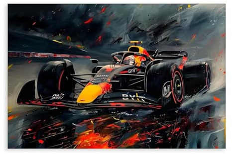 LIPOYE Max Verstappen Poster, Formel 1, Wandkunst-Poster, Leinwand-Poster, Schlafzimmerdekoration, Landschaft, Büro, Raumdekoration, Geschenk, 30 x 45 cm