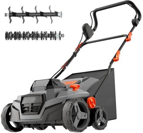 Dégâcheur électrique et scarificateur compatible avec batterie Dewalt 20 V MAX, avec sac de collecte (outil uniquement)