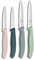 Victorinox Swiss Classic, set di coltelli per pomodori e verdure, 4 pezzi, lama affilata, 8 e 10 cm, bordo seghettato, acciaio inossidabile, Toni rossi, sfumature di verde