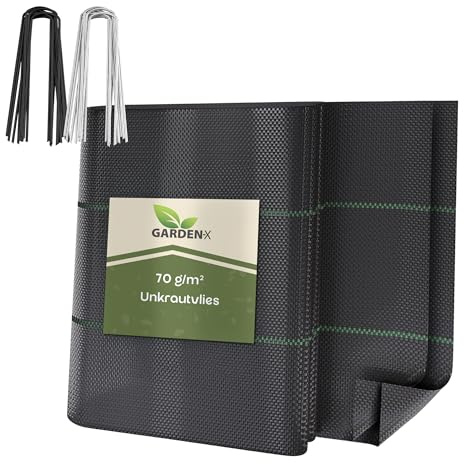 GARDENIX Unkrautvlies mit 50 Anker 8m² (1.6m x 5m) - Wasserdurchlässig 70g/m² - Schwarz UV-beständig Unkrautgewebe, Unkrautschutzfolie, Bodengewebe, Unterbodengewebe