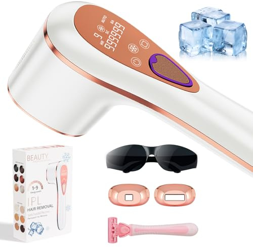 ofottofo Épilateur Lumière Pulsée avec Fonction de Refroidissement, IPL Epilateur Laser avec Fonctions HR/SC/RA,9 Niveaux D'énergie Laser Epilation Definitive pour Femmes et Hommes Visage Corps