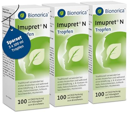Imupret® N Tropfen - bei beginnender Erkältung, Sparset 3x 100ml (300ml) | Bei ersten Erkältungsanzeichen | Halskratzen, Halsschmerzen & Hustenreiz | einzigartige 7-Pflanzenkombination | ab 2 Jahren