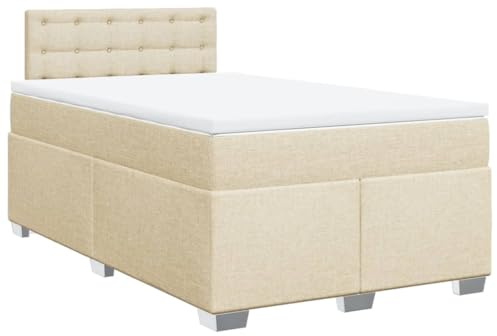 EMYRLXQW Betten & Zubehör, Betten & Bettrahmen - Boxspringbett mit Matratze Creme 120x190 cm Stoff