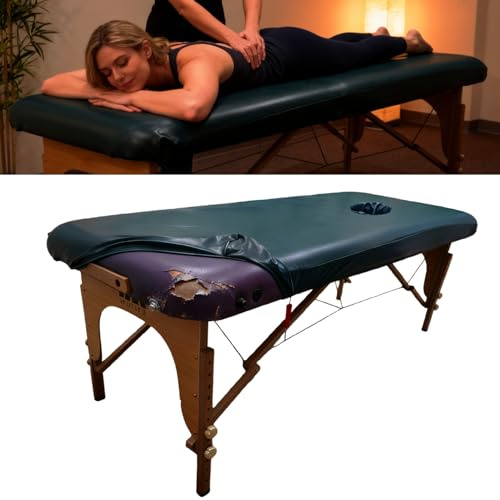 Vinyl-Massageliegen-Abdeckung mit Loch für das Gesicht, 81,3 cm breit, 100 % PU-Massageliegenschutz, abwischbar, wiederverwendbar und wasserdicht, Vinyl-Abdeckung für quadratische Massageliegen