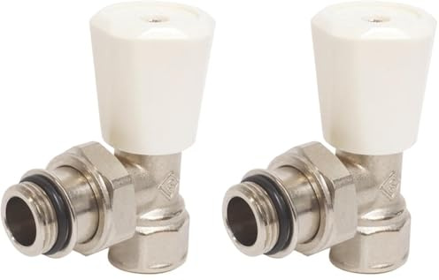 SOMATHERM FOR YOU, Robinet de radiateur équerre 3/8 nickelé, simple réglage, tête manuelle pour température ambiante, étanchéité optimale, installation murale ou au sol, 100°C max (Lot de 2)