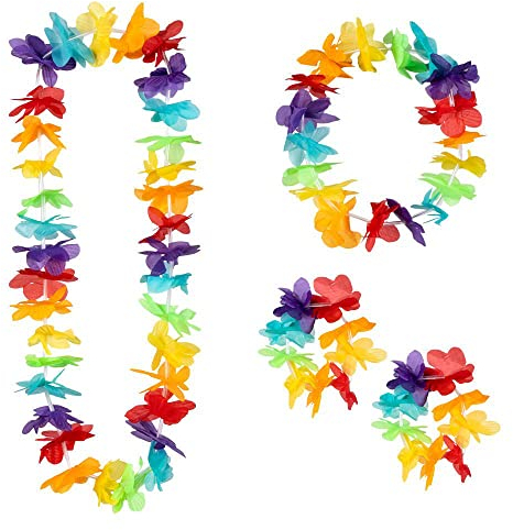 Boland 52416 - Set Hawaii Regenbogen, 4 teiliges Set, Accessoire, Sommer, Strand, Zubehör, Beach Party, Garten Party, Mottoparty, Karneval