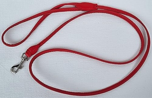 Luxus HUNDELEINE, Runde Leine, Nappa Leder 130cm/6mm Rot für keleine Hunde
