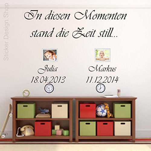 In diesen Momenten Stand die Zeit still Wandtattoo Wandaufkleber Wandsticker Wohnzimmer Aufkleber Sticker (120 cm, Schwarz)