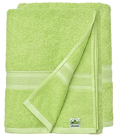 leevitex® Saunahandtuch XXL, flauschig und saugstark, 2 Saunatücher, 80 x 200 cm, Qualität 500 g/m², 100% Baumwolle - Apfelgrün