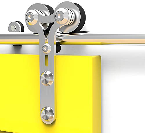 ccjh Edelstahl Schiebetür Barn Hardware Closet Y Form Roller Track Set für Doppel Holz/Glas Türen