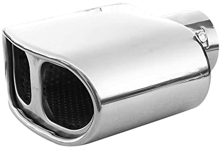 Auspuffblende Doppelrohr Endrohr Edelstahl Auto Endrohrblenden Auspuffendrohr Auspuffrohr Tuning Universell Schalldampf Blende Sport Oval Chrom Auspuffspitzen 43-57 mm