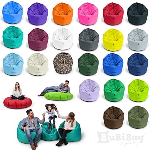 BuBiBag 2in1 Sitzsack für Kinder & Erwachsene, Indoor & Outdoor Sitzsäcke, Gaming Sitzsack für das Kinderzimmer, (125 cm Durchmesser, anthrazit)