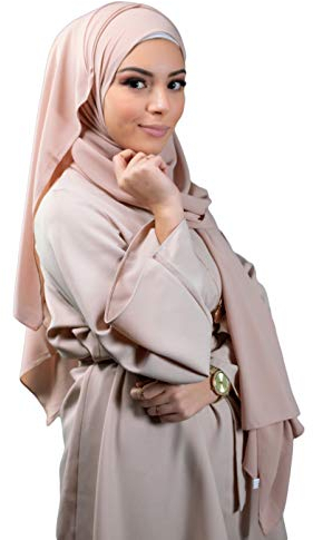 Lamis Hijab – Hijab Seidenmusselin, blickdicht, Maxi-Größe, 200 x 70 cm, für muslimische Frauen, Schleier Gr. Einheitsgröße, nude MS000 (Nude)