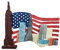 3D American Flag Buildings USA Refrigerator Magnet Souvenir Handmade Resin Craft,America Fridge Magnet Collection Gift Magnetic Sticker Home Kitchen Decoration