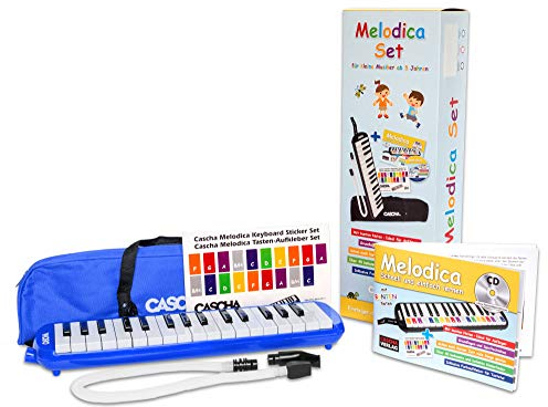 Cascha Melodica Kinder u. Erwachsene I Melodica 32 Tasten inklusive Tragetasche u. Lehrbuch I Vielseitiger Spielspaß Lehrbuch mit Tastenaufkleber zum Melodica lernen I Blasinstrument inkl. Mundstück