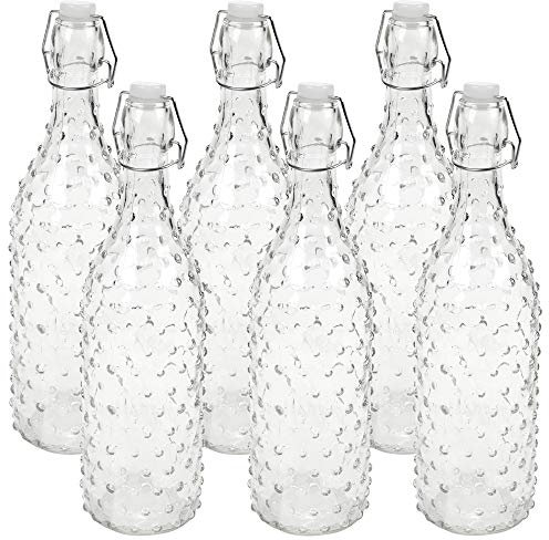 1 3 6X 1L Glass Reusable Swing Lid Water Oil Vinegar Bottle (Dotted, 6)