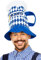 Smiffys Beer Festival Beer Hat, Blue & White Chequered with Handle, Oktoberfest Fancy Dress, Oktoberfest Dress Up Hats