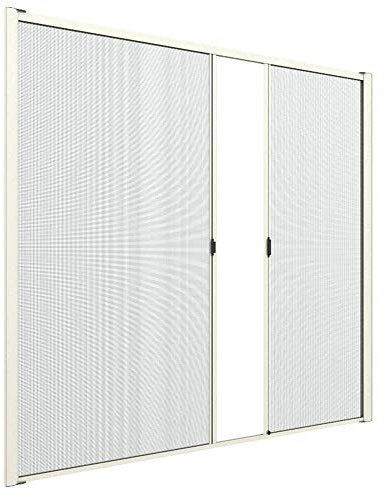 Zanzanet Zanzariera laterale orizzontale doppia sottile cassonetto 42 mm su misura porta finestra scorrevole avvolgibile a molla antivento personalizzabile colori reti Made in Italy Avorio