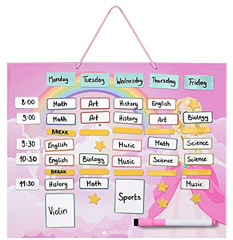Navaris abwischbarer Wochenplan magnetisch 40 x 32cm - mit 115 Magneten und Stift - individualisierbare Magnettafel Familienplaner Wochenplaner Tafel