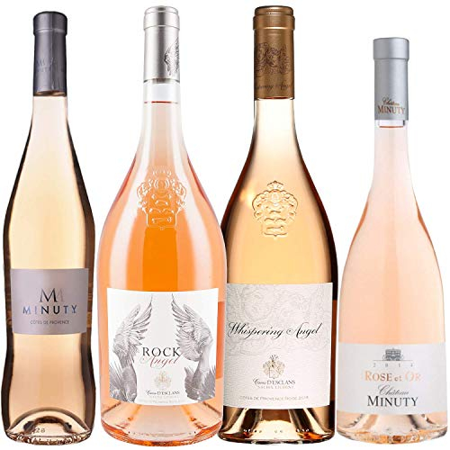 Best of Provence - Lot de 4 bouteilles - Minuty : M/Rose et or - Esclans : Rock Angel/Whispering Angel - Côtes de Provence Rosé 2021 (4 * 75cl)