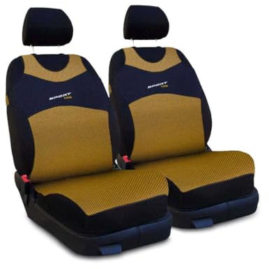 Saferide 2er Set Autositzbezüge PKW universal | Auto Sitzbezüge Polyester Gold für Airbag geeignet | für Vordersitze | 1+1 Autositze vorne