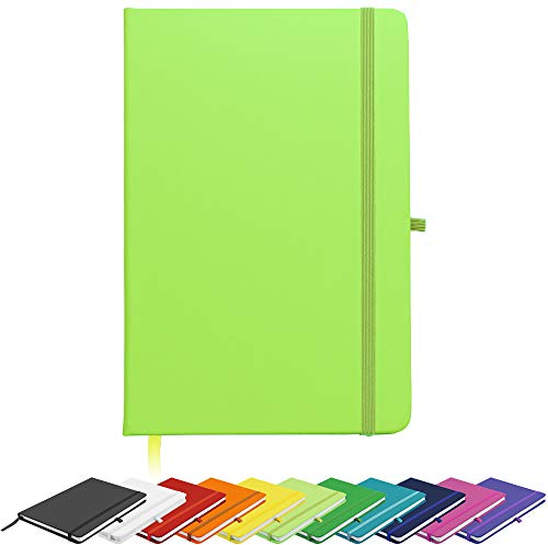 BLANCO BASIC A5 unliniertes Notizbuch Neues gebundenes Tagebuch mit Stiftschlaufe, Gummibandverschluss, Lesebändchen und Stiftschlaufe Notizblock Notizbuch Tagebuch Pad (Hellgrün)