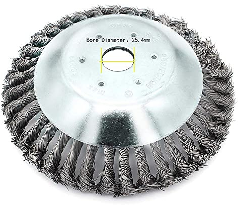 Bemodst 8 Inch Trimmers Weeding Tool Head, Garden Strimmers Wire Brush Solid Steel Wheel Weed Razors Rope Mower for Lawn Rotating Garden Tools -Bore Diameter 25.4mm (20CM)