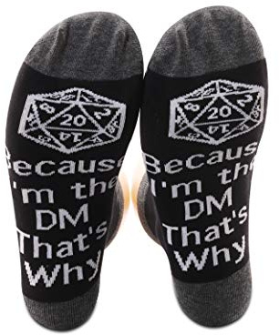 PXTIDY RPG Gaming Socks Dungeons Game Gift Because I'm the DM That's Why Socks D20 Dungeon Dragons Gaming Gift RPG Game Dungeon Master Gift