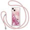 TUUTPU Handyband für iPhone 13 6,1'' Hülle mit Band, Glitzer Treibsand Handyhülle mit Kordel zum Umhängen Transparent Stoßfest Schutzhülle mit Kette Schnur, Quicksand Necklace Case in Rosa