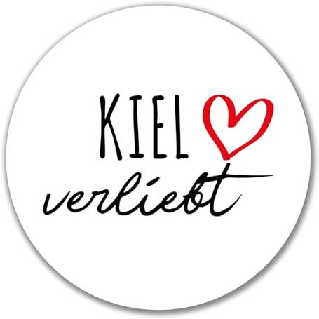 Huuraa Aufkleber Kiel verliebt Geschenk | Dekoaufkleber 10cm rund Sticker Geschenkidee Dekoausticker